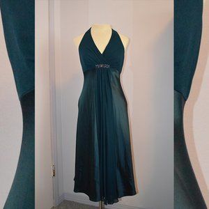Jones New York Teal Silk Halter Cocktail Dress
